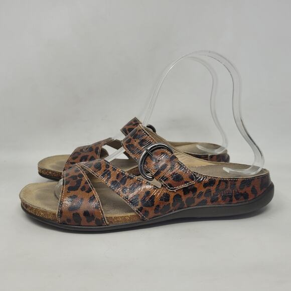 Mephisto Sandals Womens EU37 US7 Leopard Print Leather Slip On Comfort Walking - Picture 8 of 13